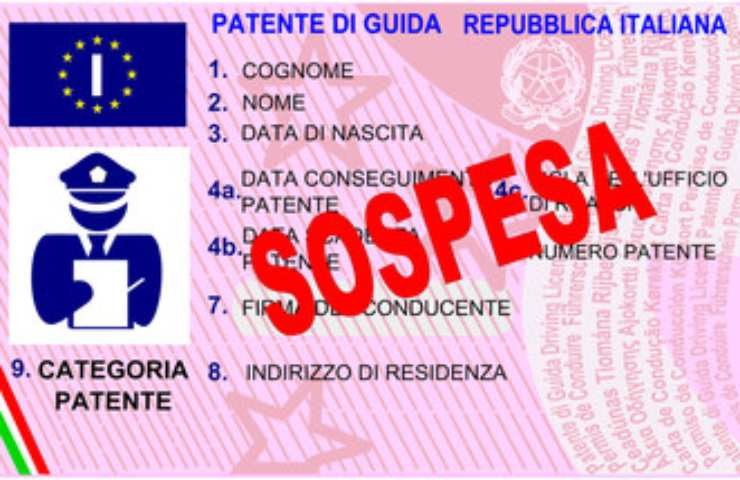 Patente sospesa per uso di droghe